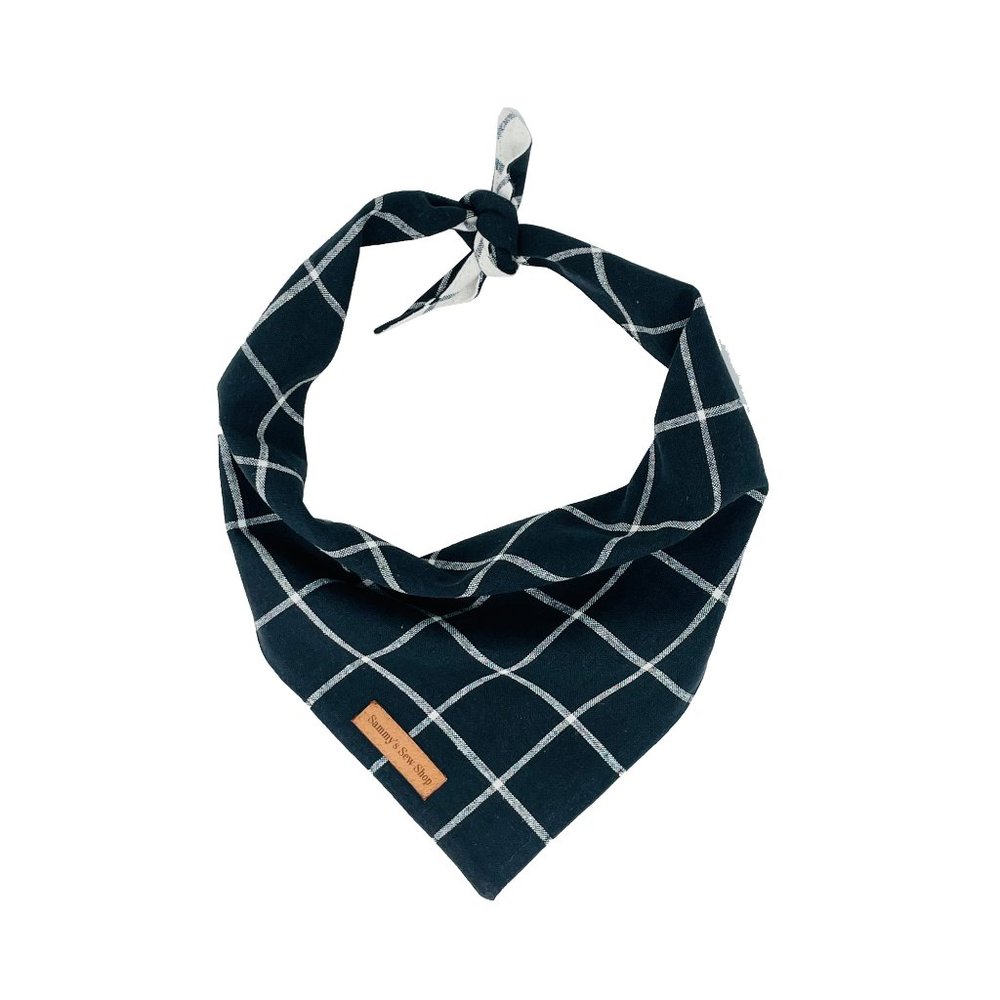 Black Windowpane Dog Bandana